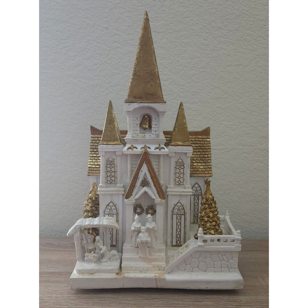 Vintage Cracker Barrel Treetops Glisten Fiber Optic Christmas Church Village